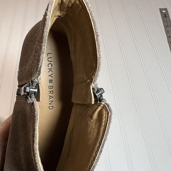 Lucky Brand Womens Suede Leather Ankle Booties Tan 8M - Picture 9 of 12
